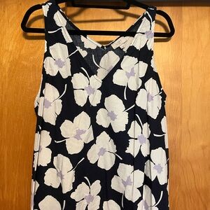 LOFT Navy and White Floral Dress